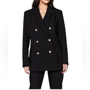 Revolve BARDOT L Odyssey Blazer Black Longline Double Breasted Office Siren